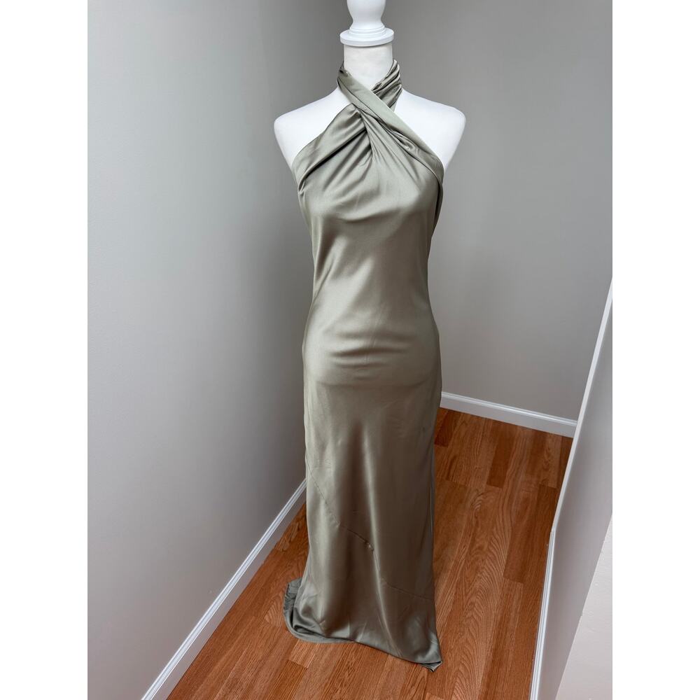 Show Me Your Mumu Jasmine Halter Maxi Dress Moss Green Size XXS - Picture 4 of 9